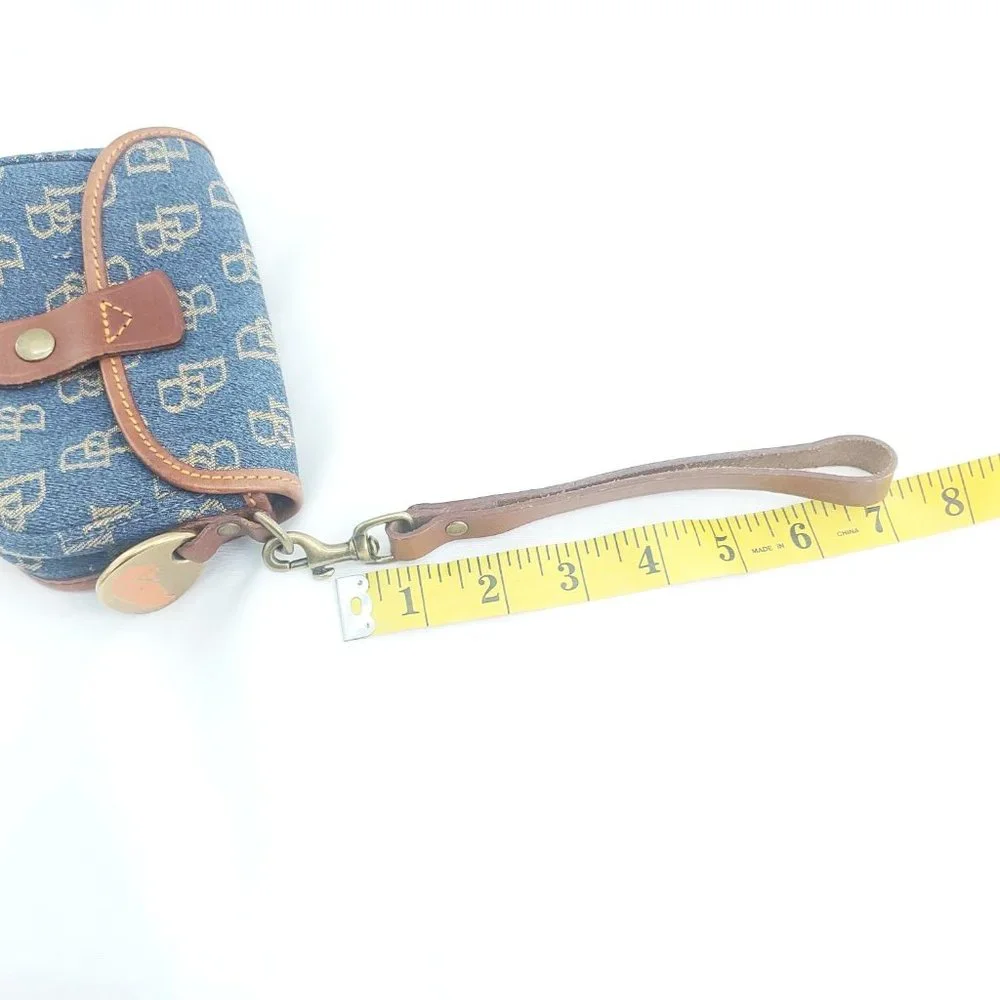 Dooney & Bourke Womens Blue Monogram Denim Detachable Strap Wristlet Wallet